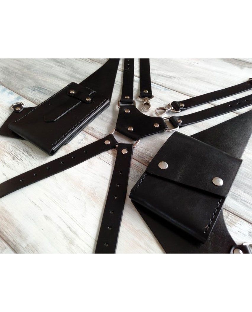 Latest Black Leather Shoulder Universal Wallet Holster