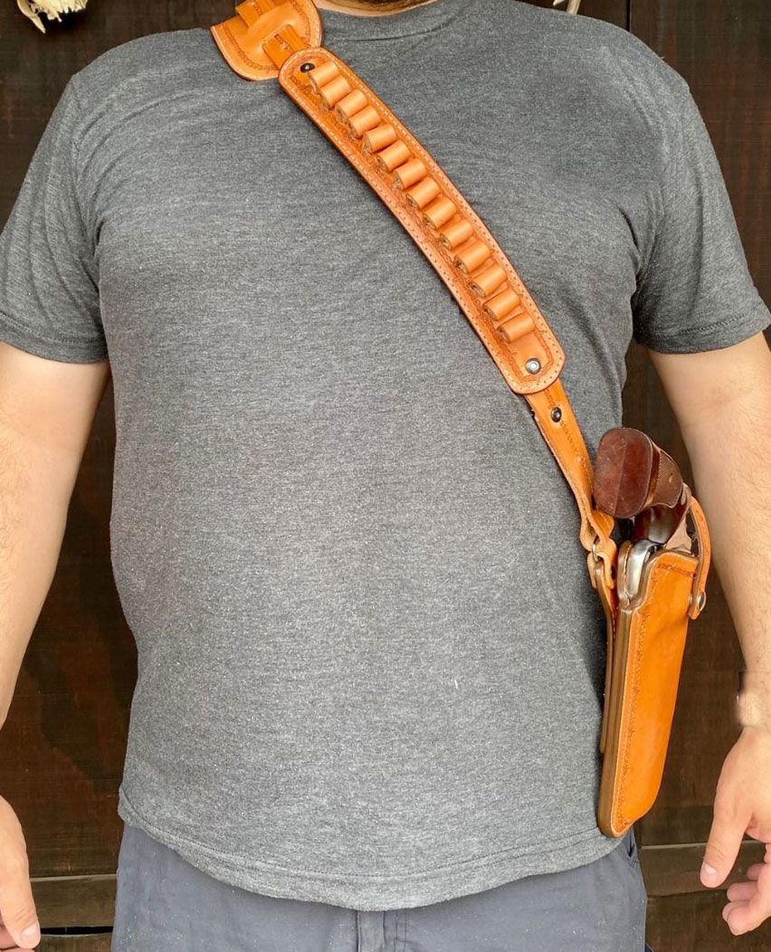 Latest Tan Brown Leather Shoulder Holster With Bullet Loops For All Revolver