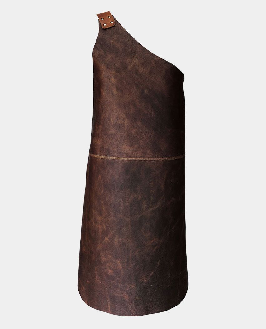 One Shoulder Butcher Leather Apron Bartender