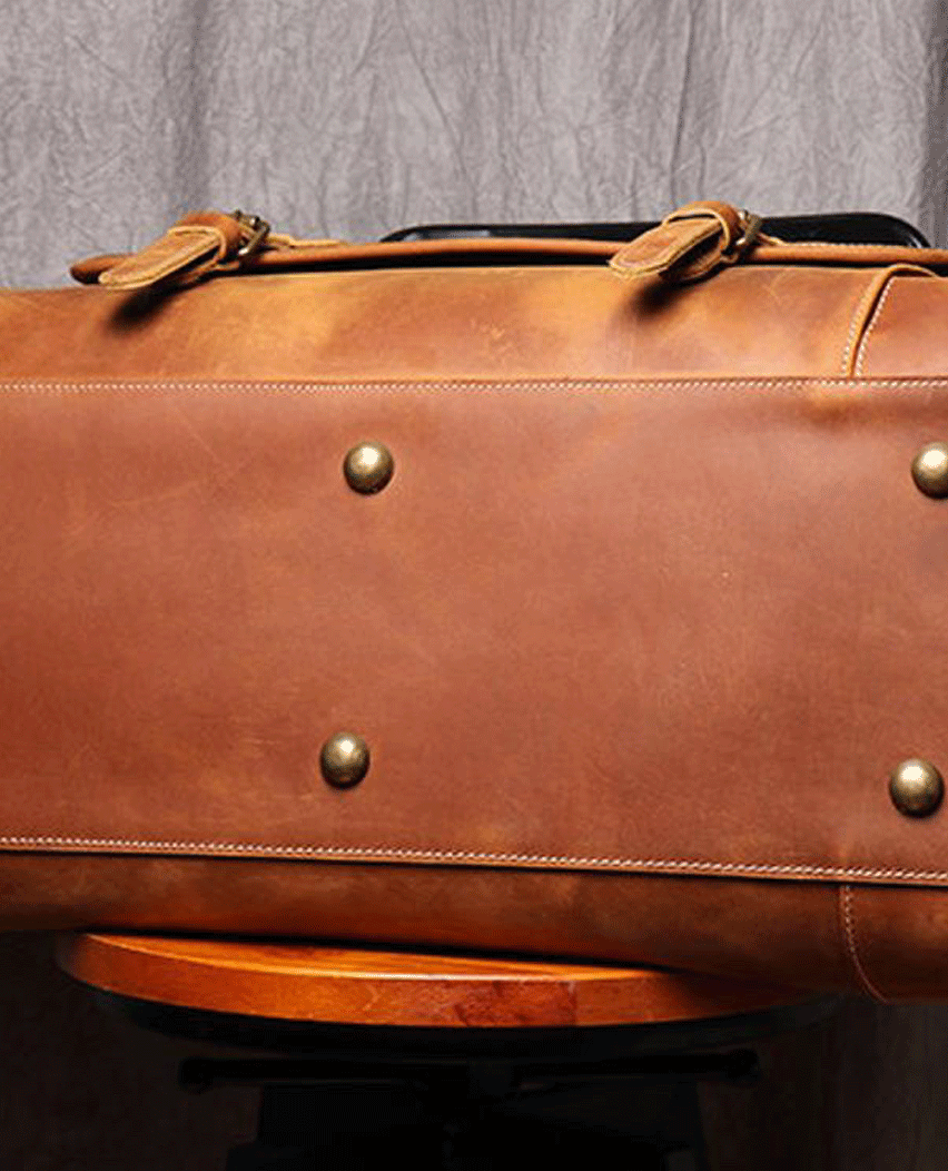 Personalized Full Grain Mens Travel Duffel Bag