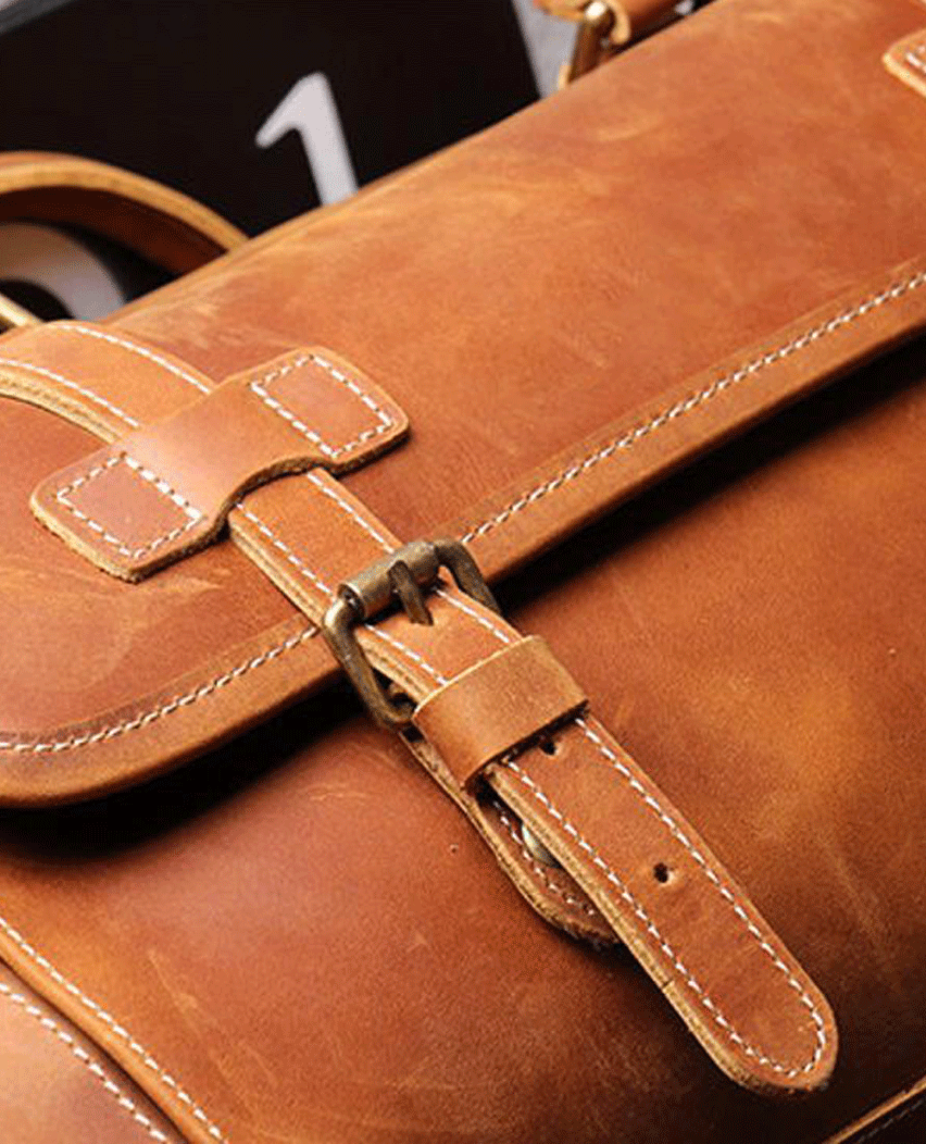 Personalized Full Grain Mens Travel Duffel Bag