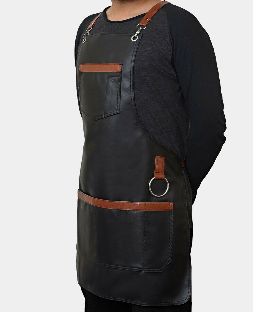 Professional Barber Salon Black Leather Apron