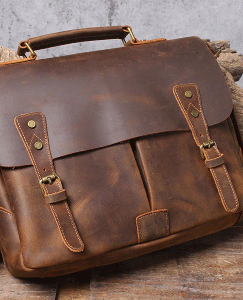 Rustic Leather Handmade Full Grain Laptop Bag