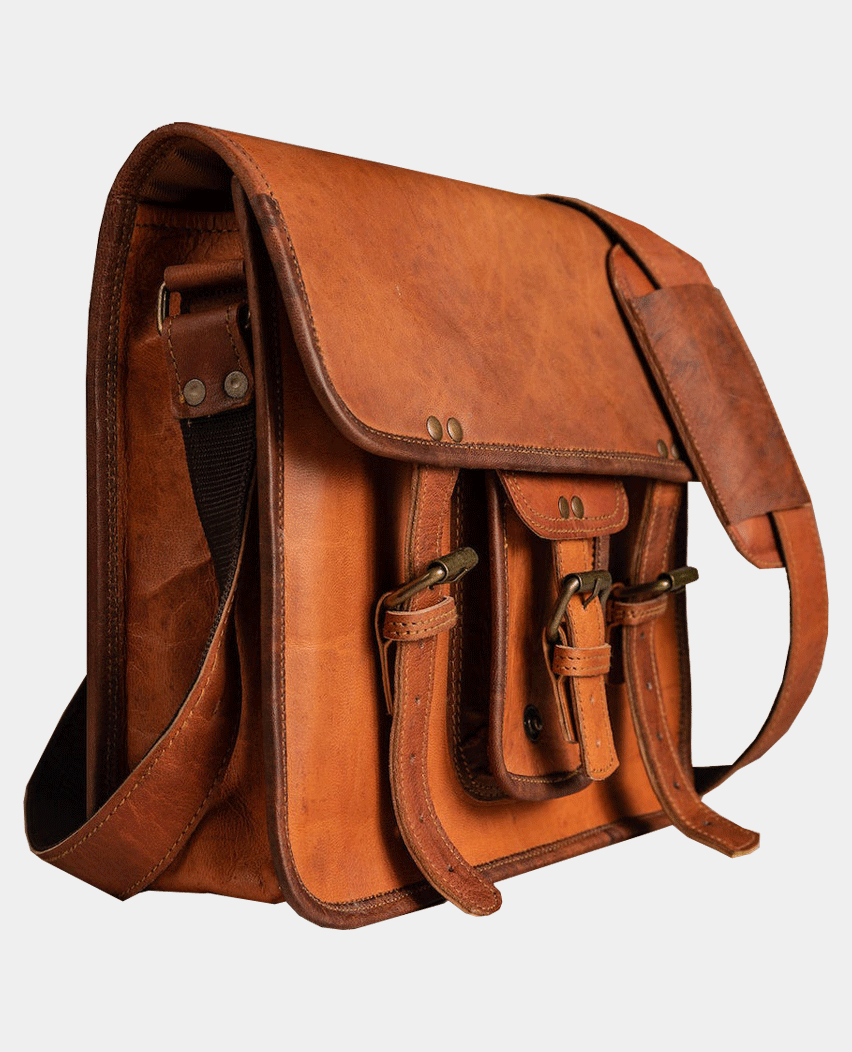 Solid Brass Fittings Pure Leather Satchels Bag