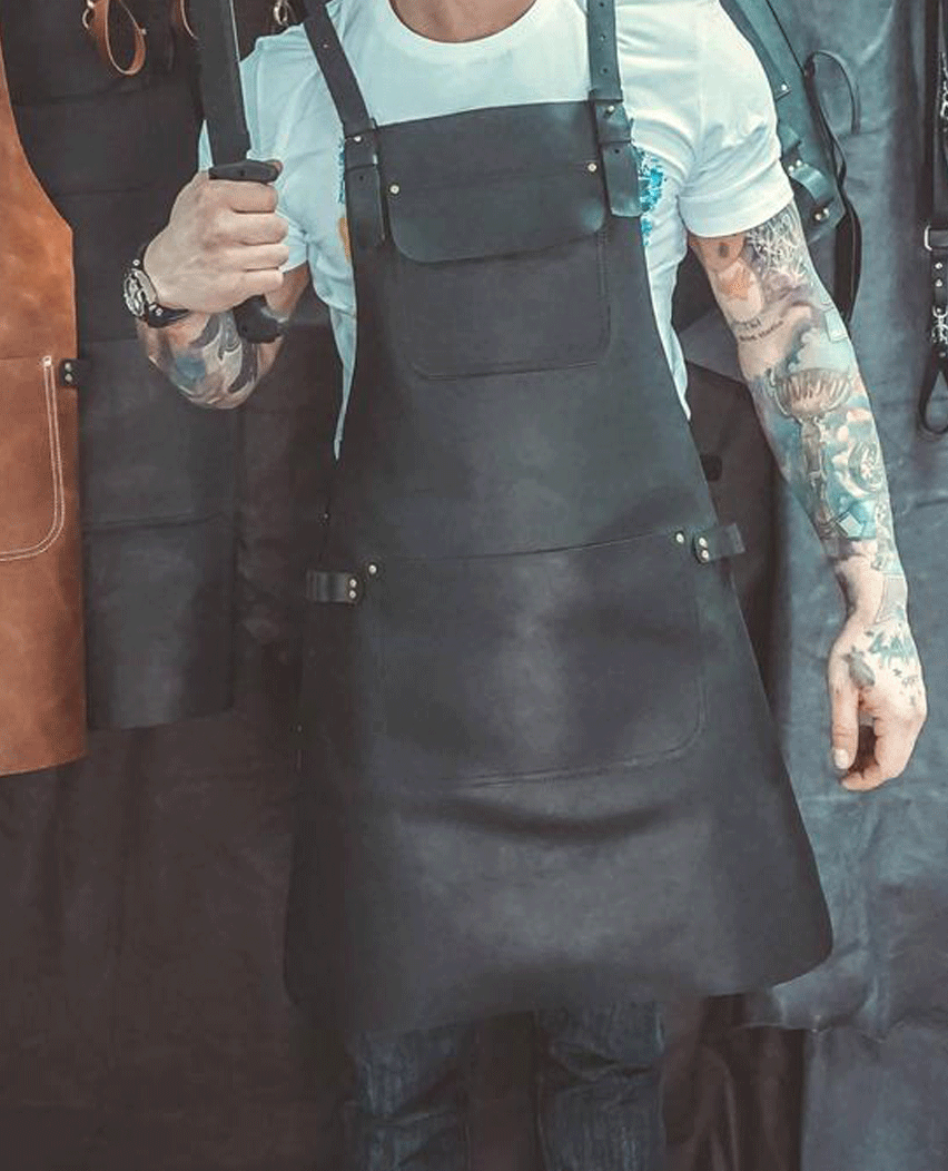 Personalized Chef Black Leather apron