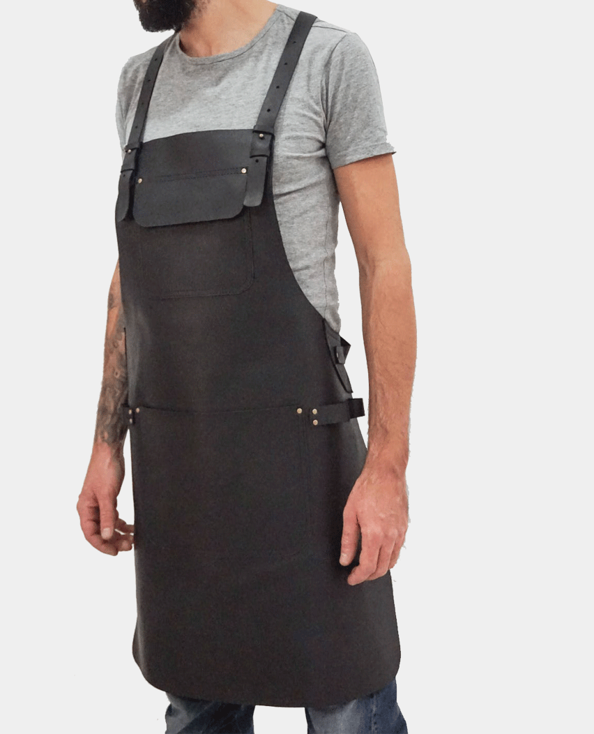 Personalized Black Leather Apron