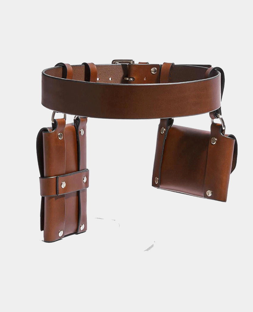Brown Leather Belt Wallets With Belt