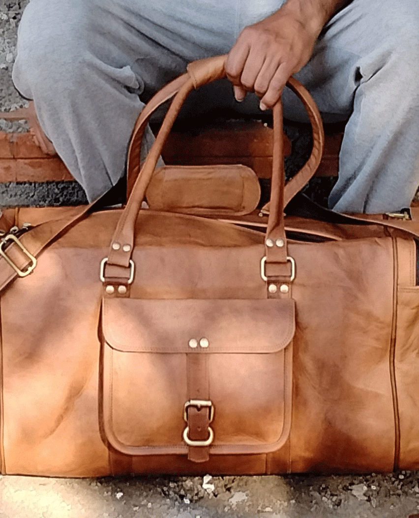 Weekender Travel Leather Duffle Overnight Bag