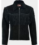 Western Leather Jacket with Fringe Tassels