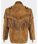 Traditional Cowboy Western Leather Jacket With Fringe Bone and Beads