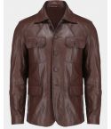  5Buttons Closure Leather Jacket For Men