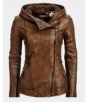  Lambskin Top Leather Jacket warm Quilted Hooded