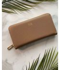 Personalised Camel vegan leather monogram  zipped Women's Purse