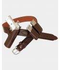 Leather Belt Holster For All Guns With Belt And Double Mag Pouch