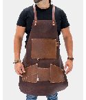 Distressed Woodwork Leather Apron 