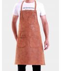 Brown Leather Kitchen Apron With Pockets