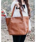 Brown Leather Tote Handbag for Women