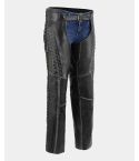  Distressed Women Laced Black Leather Chaps