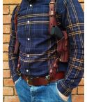 Handmade Brown Leather Shoulder Holster With Bullet Pocket For All Revolver