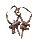 Handmade Brown Leather Shoulder Holster With Bullet Pocket For All Revolver