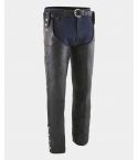 Men's Black Adjustable Side Snap Leather Chaps