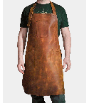 Men's Brown Personalized Crazy Horse Leather Apron