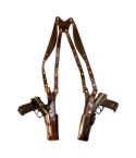 Handmade Brown Leather Shoulder Holster With Bullet Pocket For All Revolver