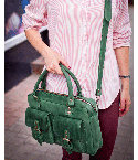 Unique Green Leather Shoulder Laptop Satchel Bag 
