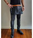 Unisex Black & Brown Short Leather Apron