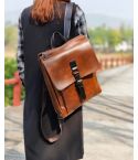Women Handmade Brown Large Leather Backpack
